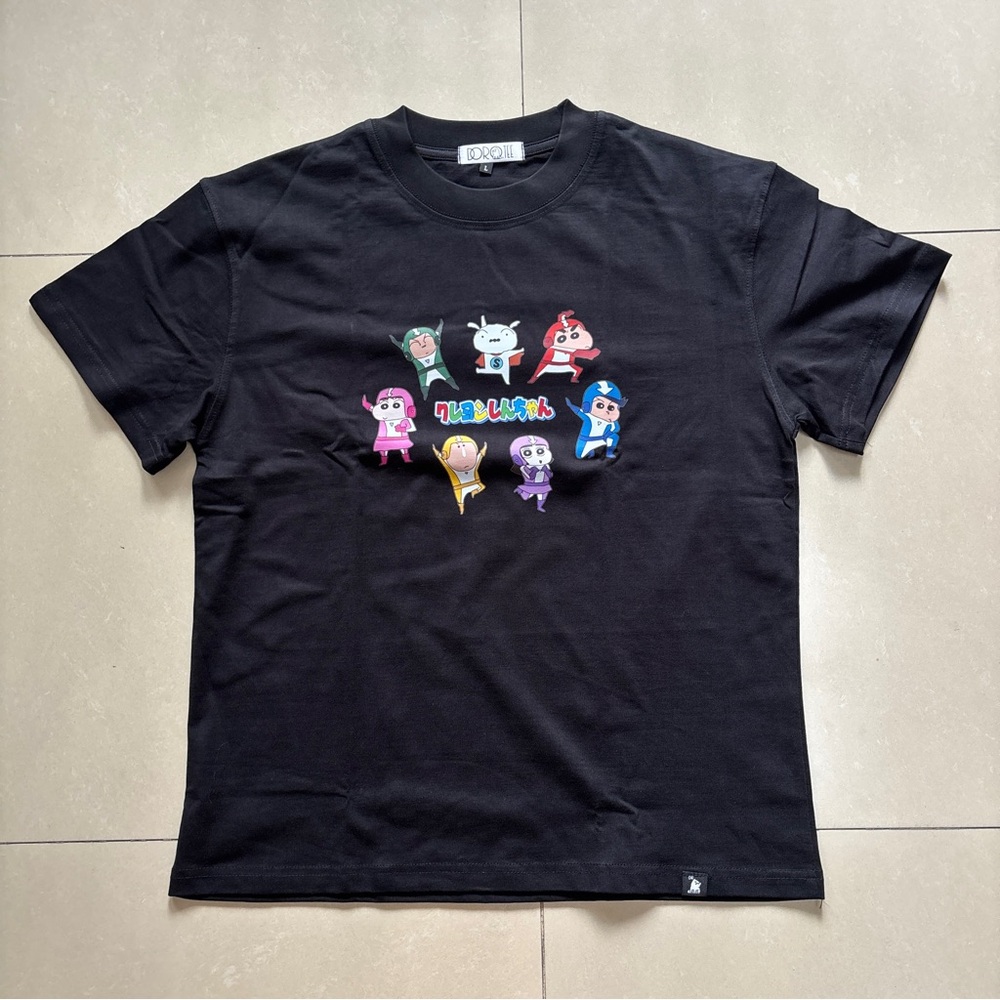 New black Crayon Shin-chan graphic t-shirt the Action Bastard characters size L